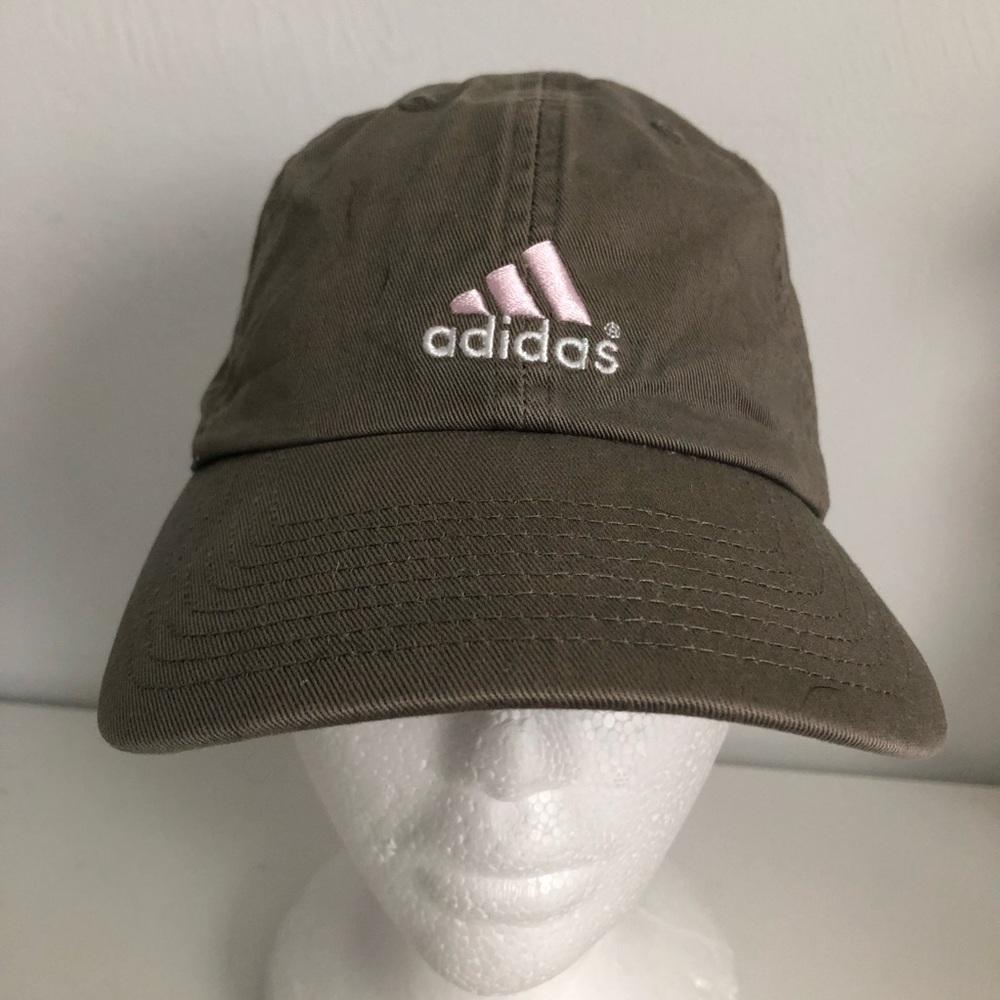 Adidas Olive Green Ball Cap with Pale Pink Embroidered Logo